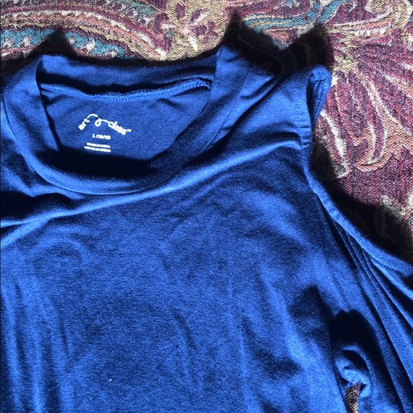 Blue open shoulder long sleeve top - Picture 3 of 3